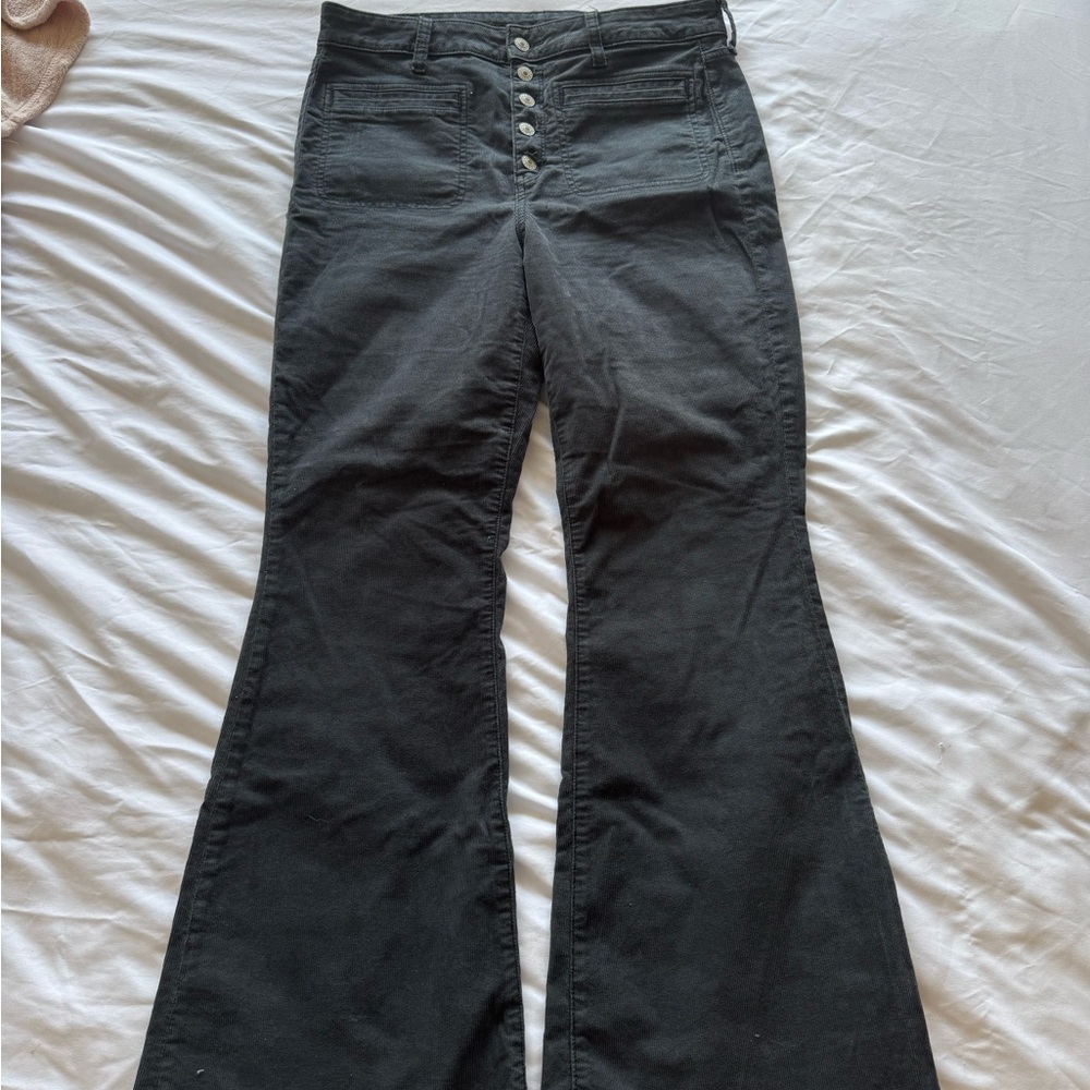 Bootcut corduroy pants with silver buttons